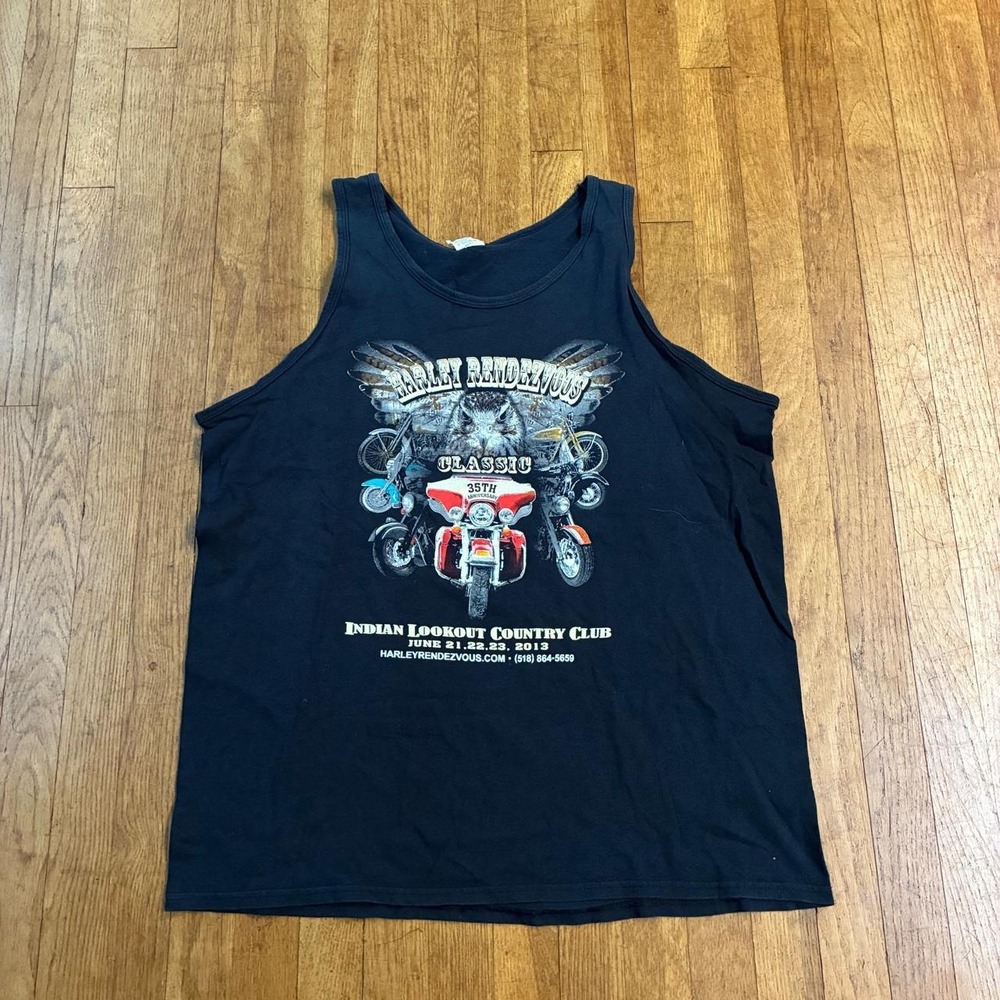 2013 Harley Rendezvous 35th Anniversary Classic Motorcycle Tank Top XL Black